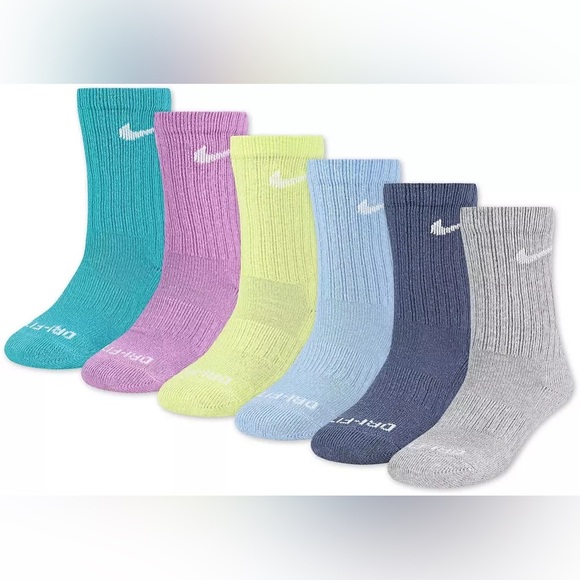 Nike Kids Vibrant Crew Socks - Set of 6. Size 10C-3Y. NWT! - Picture 1 of 5
